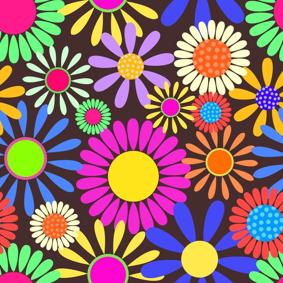 Sixties Retro Daisy Flower Garden Pattern vector