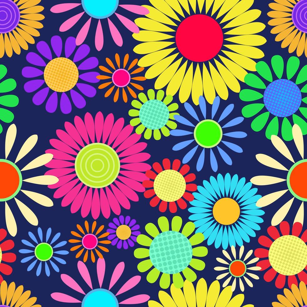 Retro Daisy Flower Sixties Surface Pattern vector