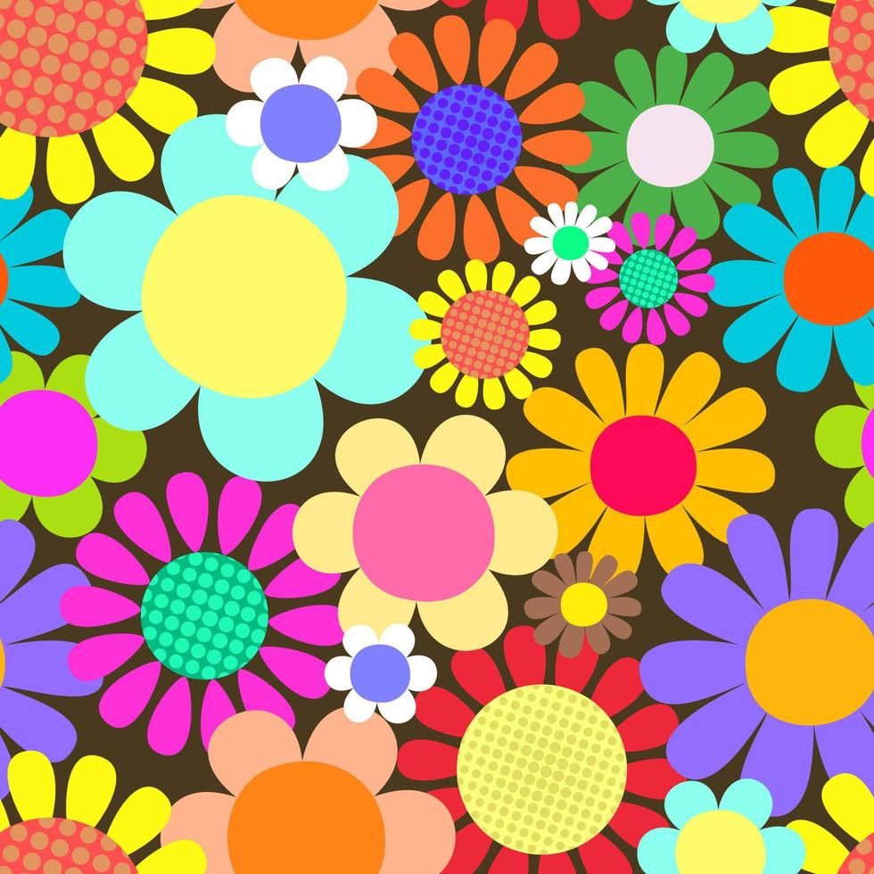 Retro Farmhouse Country Floral Daisy Field vector