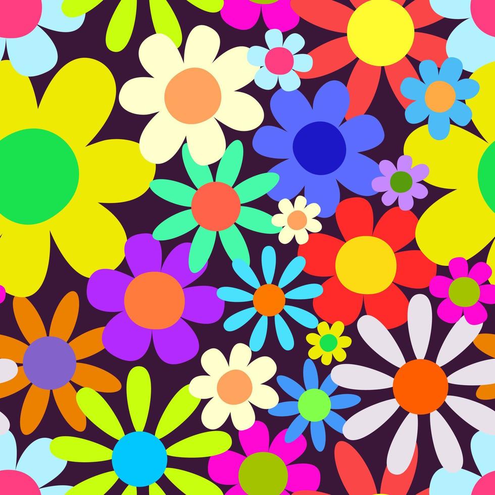 Sixties Retro Country Floral Daisy Field vector