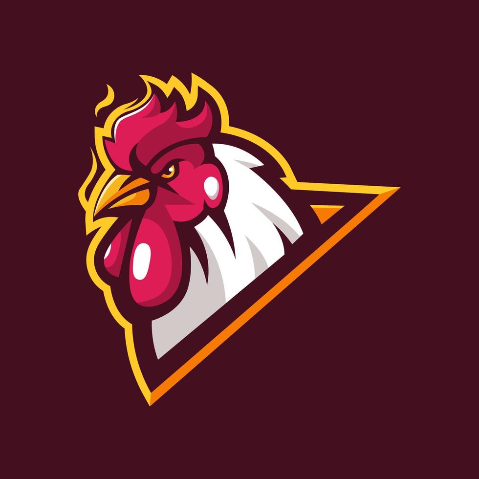 Rooster on fire mascot logo design vector with modern illustration for gaming, sport, esport, team, etc