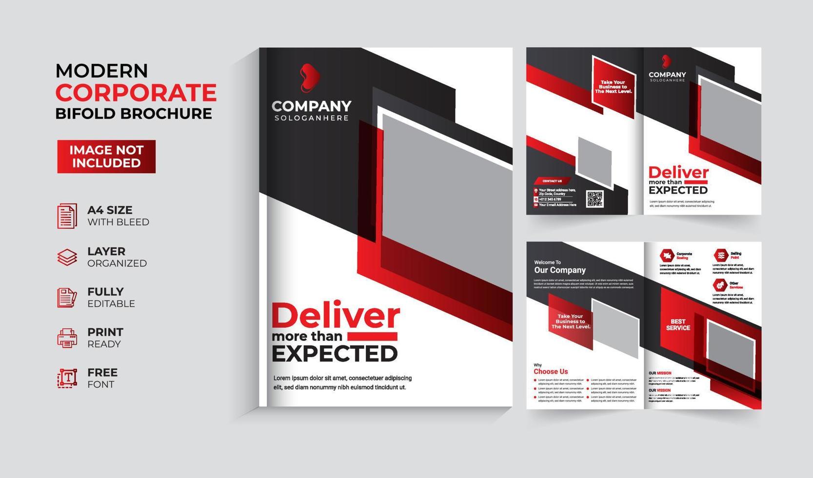 Modern and creative corporate business bifold brochure template vector