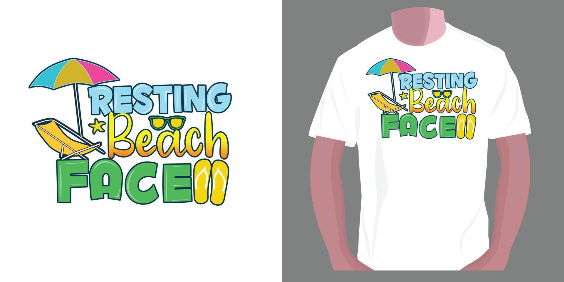 resting beach face. Summer typography t-shirt design vector