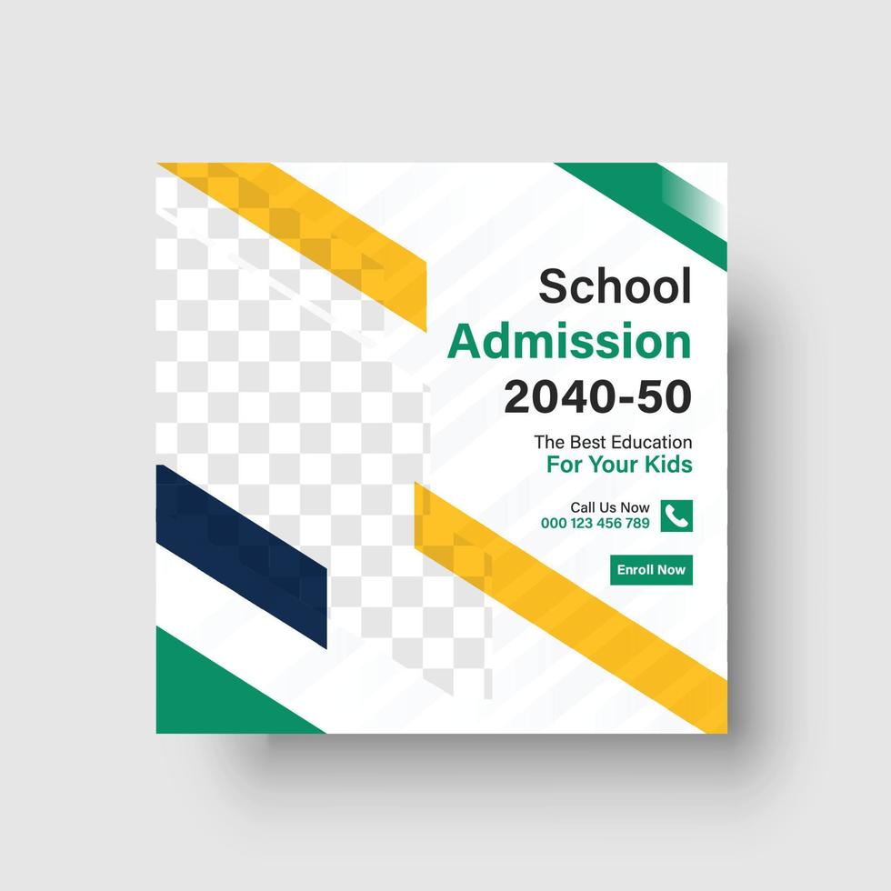 Back To School Admission Promotion Social Media Post Template vector