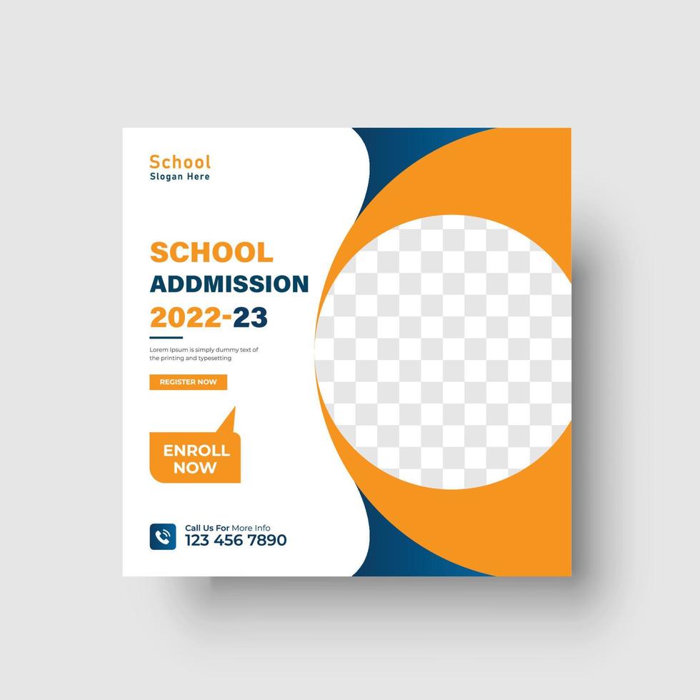 plantilla de publicación de redes sociales de regreso a la escuela diseño de banner de admisión escolar gratis vector