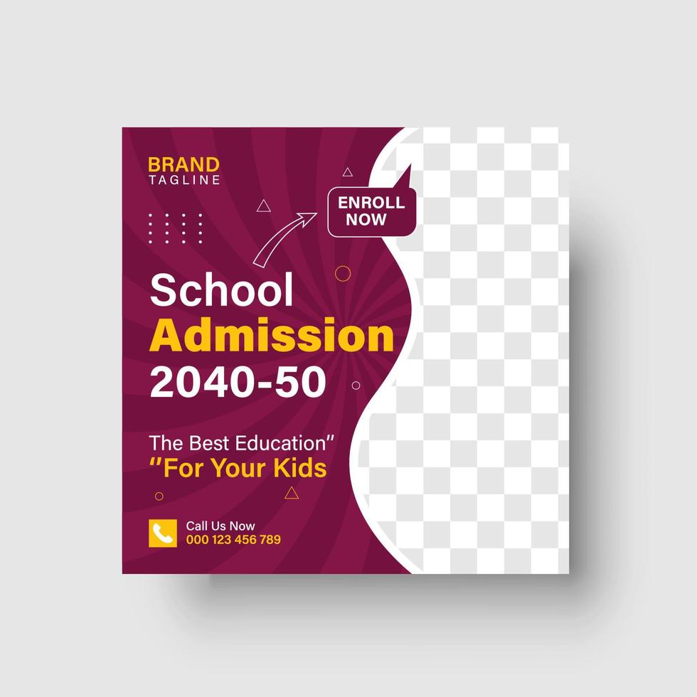 Back To School Admission Promotion Social Media Post Template vector