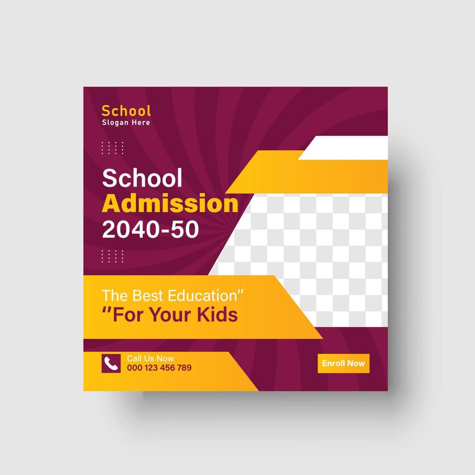 Back To School Admission Promotion Social Media Post Template vector