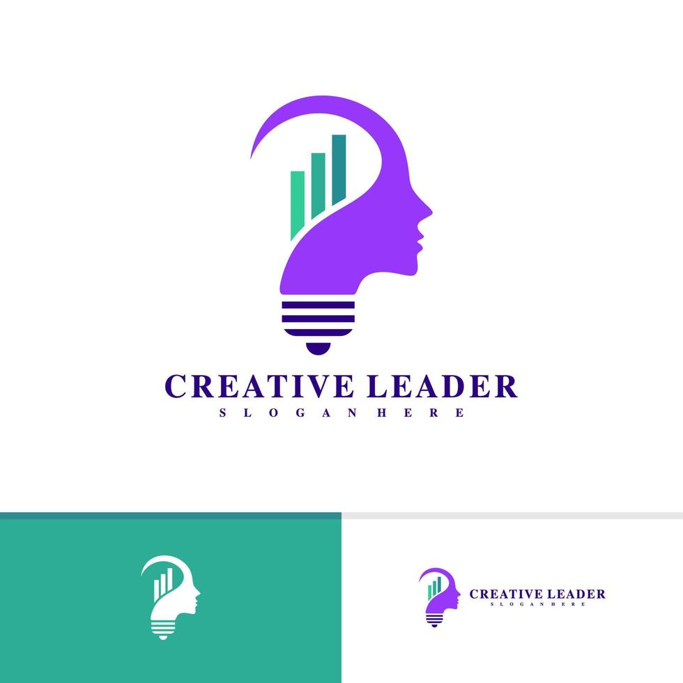 People stats with bulb logo design vector template, Creative People logo design concepts