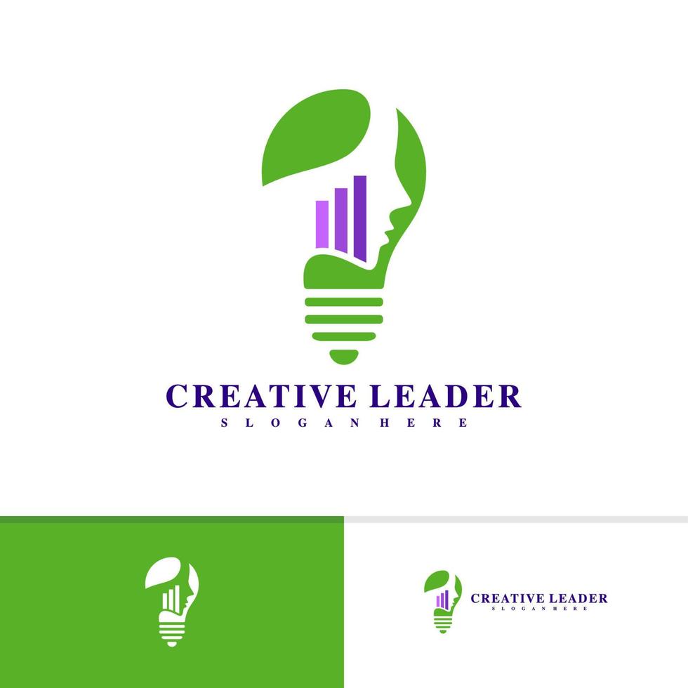 People stats with bulb logo design vector template, Creative People logo design concepts