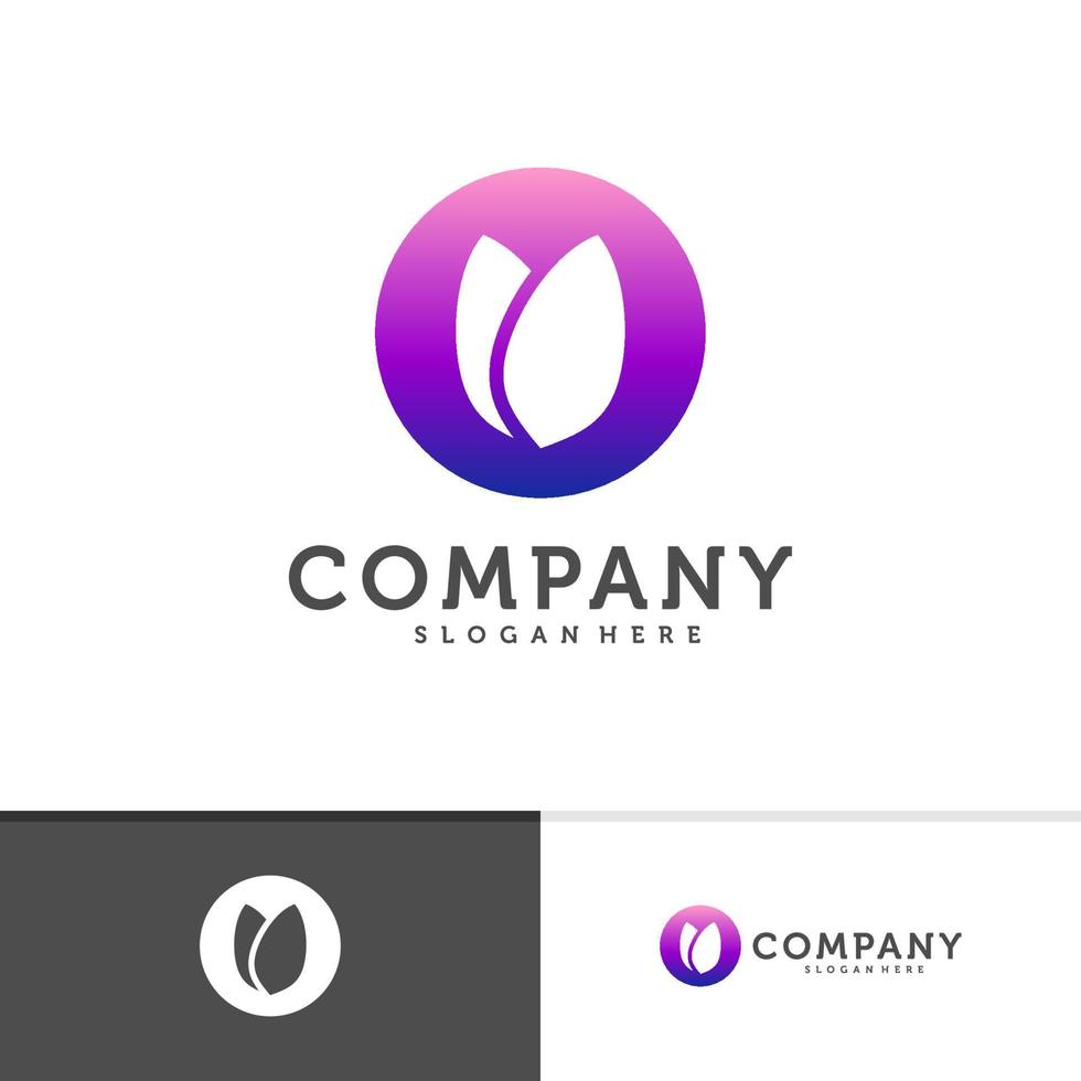 Initial V with Leaf logo vector template, Creative Nature V logo design concepts