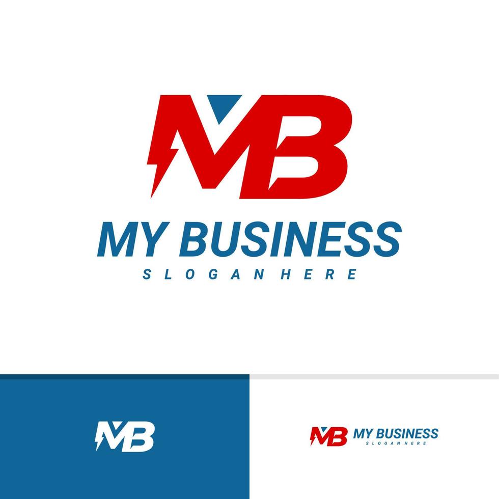 mb inicial con plantilla de vector de logotipo eléctrico, conceptos creativos de diseño de logotipo mb