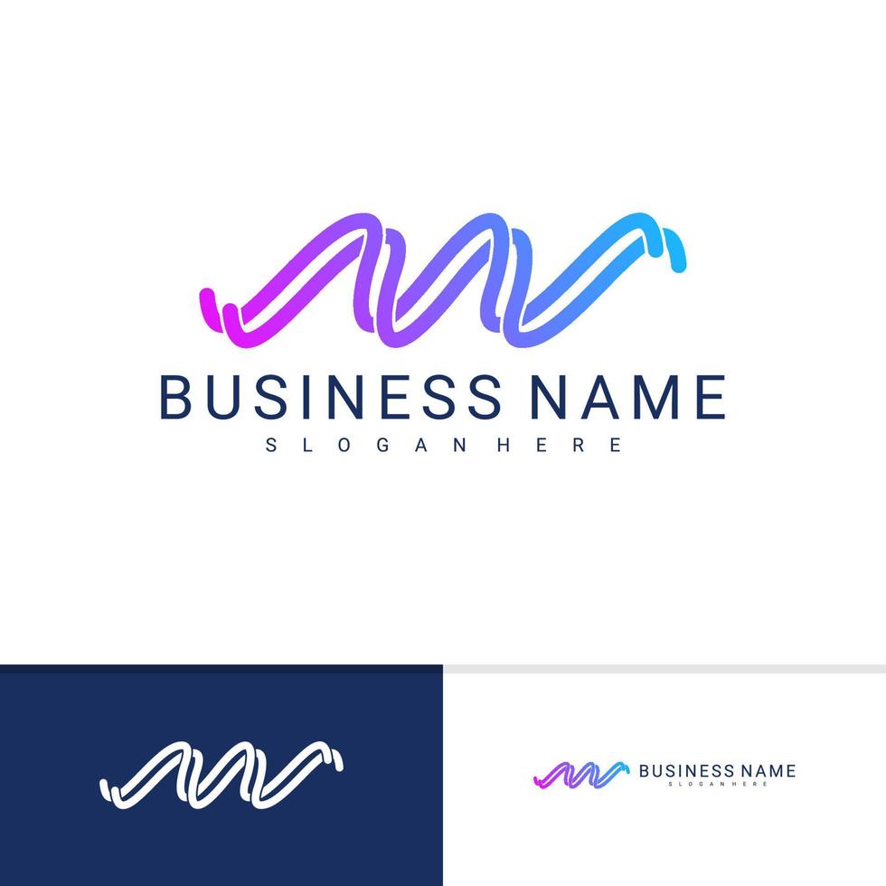 Initial M W with Wave logo vector template, Creative M W logo design concepts