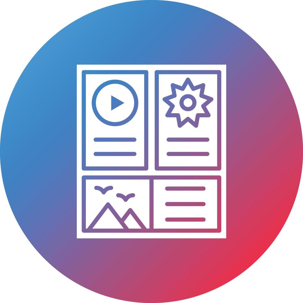 Storyboard Glyph Circle Gradient Background Icon vector