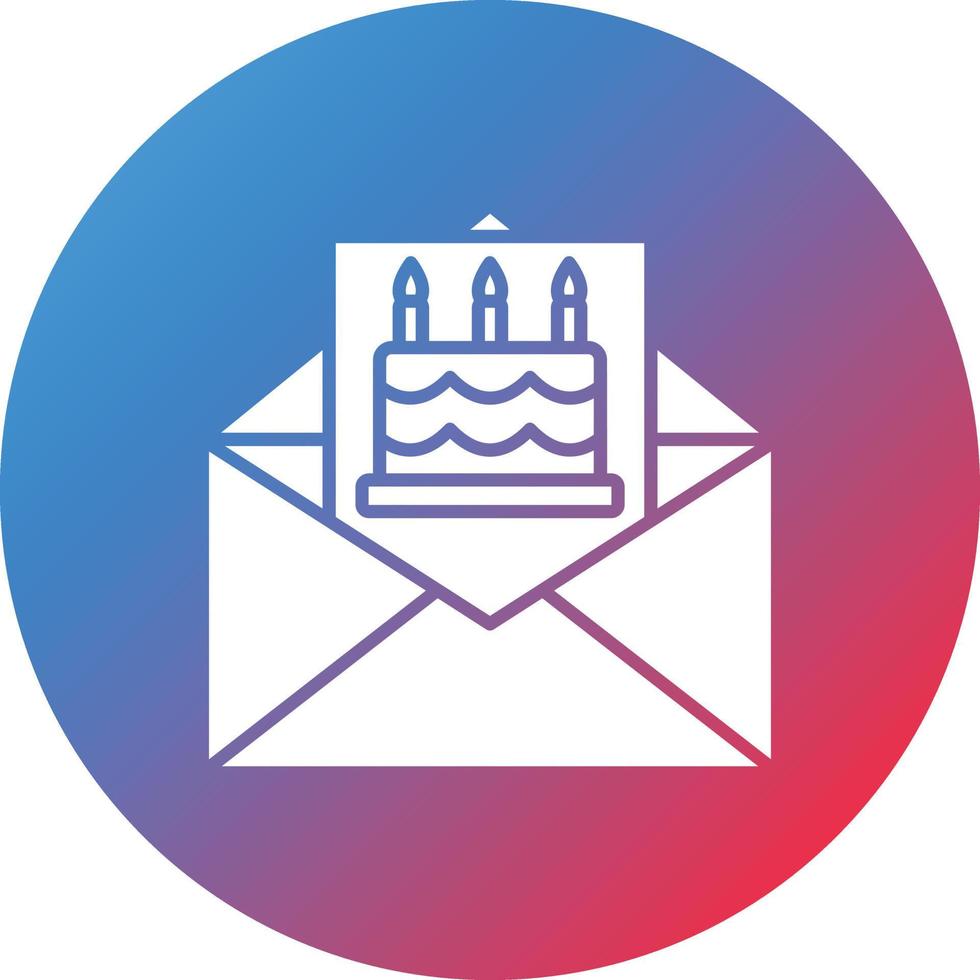 icono de fondo degradado de círculo de glifo de invitación de cumpleaños vector