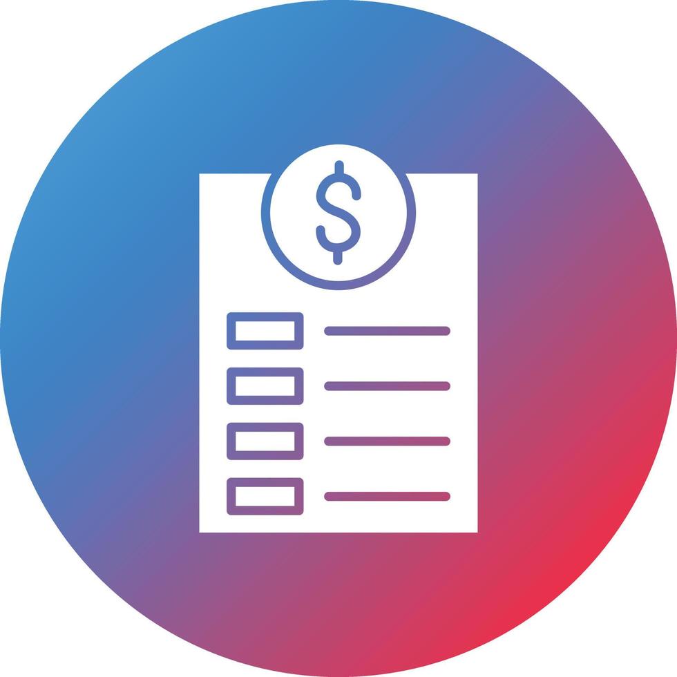 Invoice Glyph Circle Gradient Background Icon vector