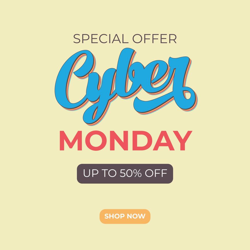 retro cyber monday sale social media post vector