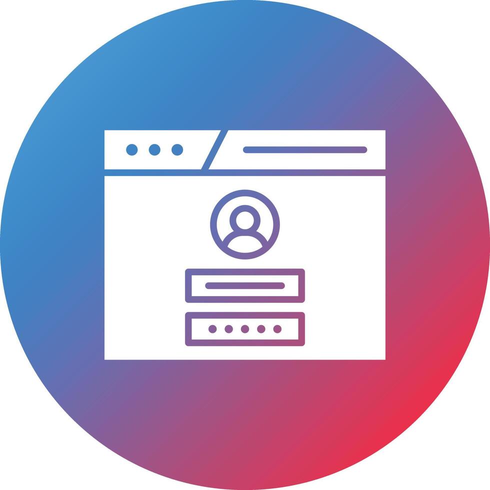 Browser Login Glyph Circle Gradient Background Icon vector