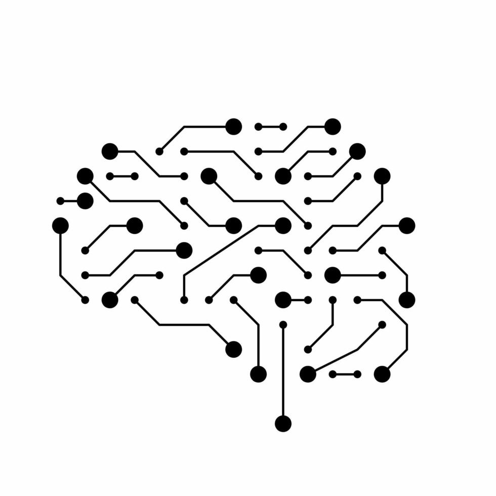 icono de tecnología de inteligencia artificial de placa de circuito cerebral vector