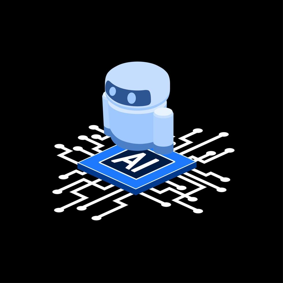 AI artificial intelligence icon. Data processing, circuit networking, machine programming. Vector illustration