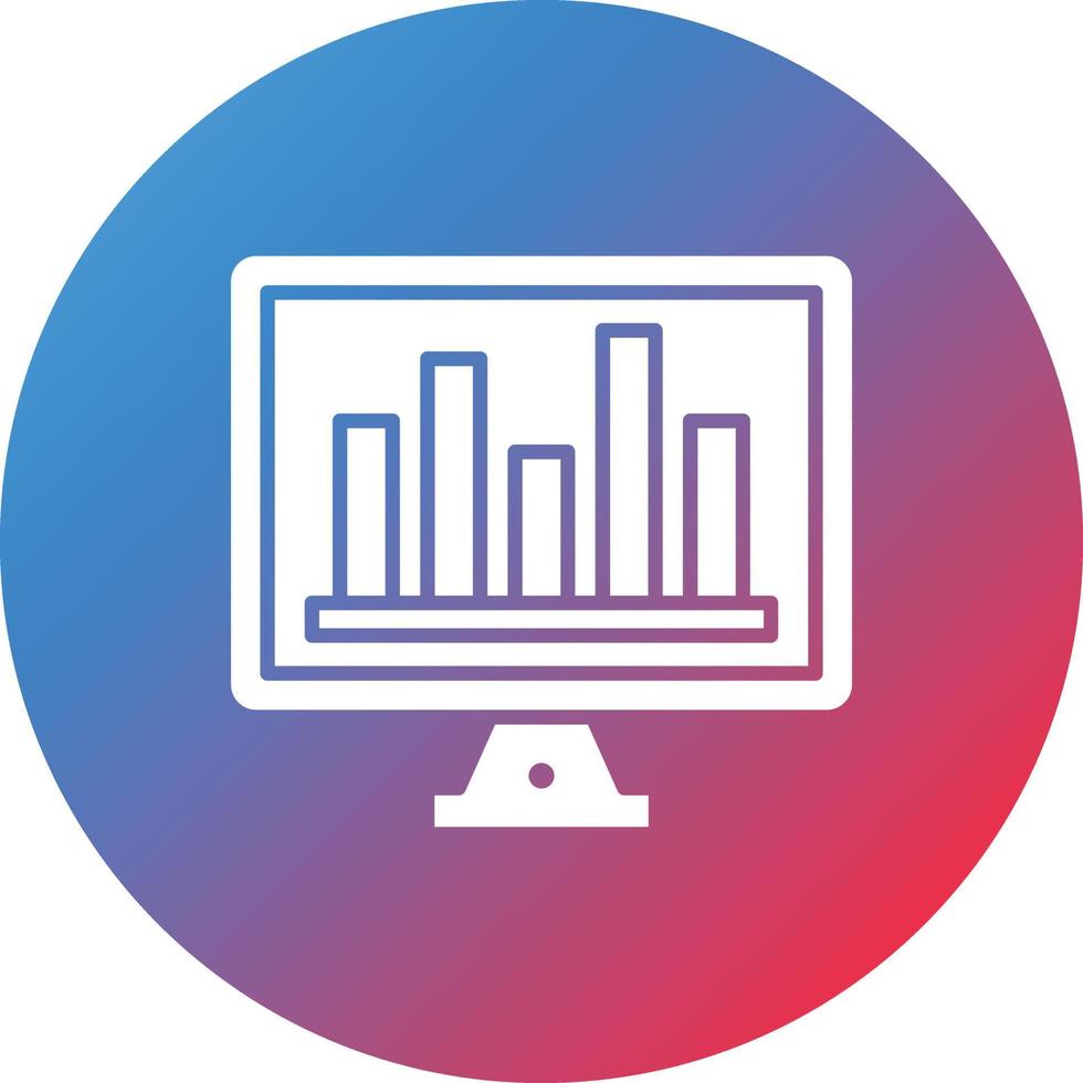 Online Bar Chart Glyph Circle Gradient Background Icon vector