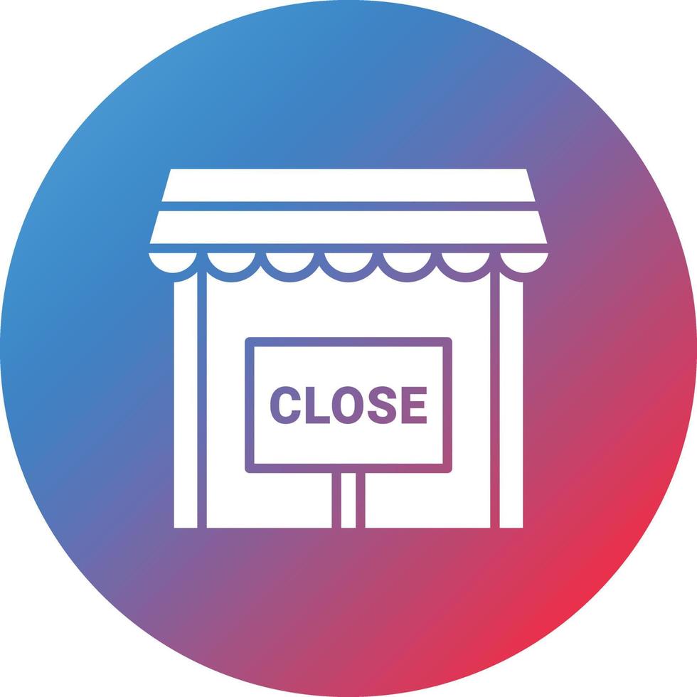 tienda cerrar glifo círculo gradiente fondo icono vector