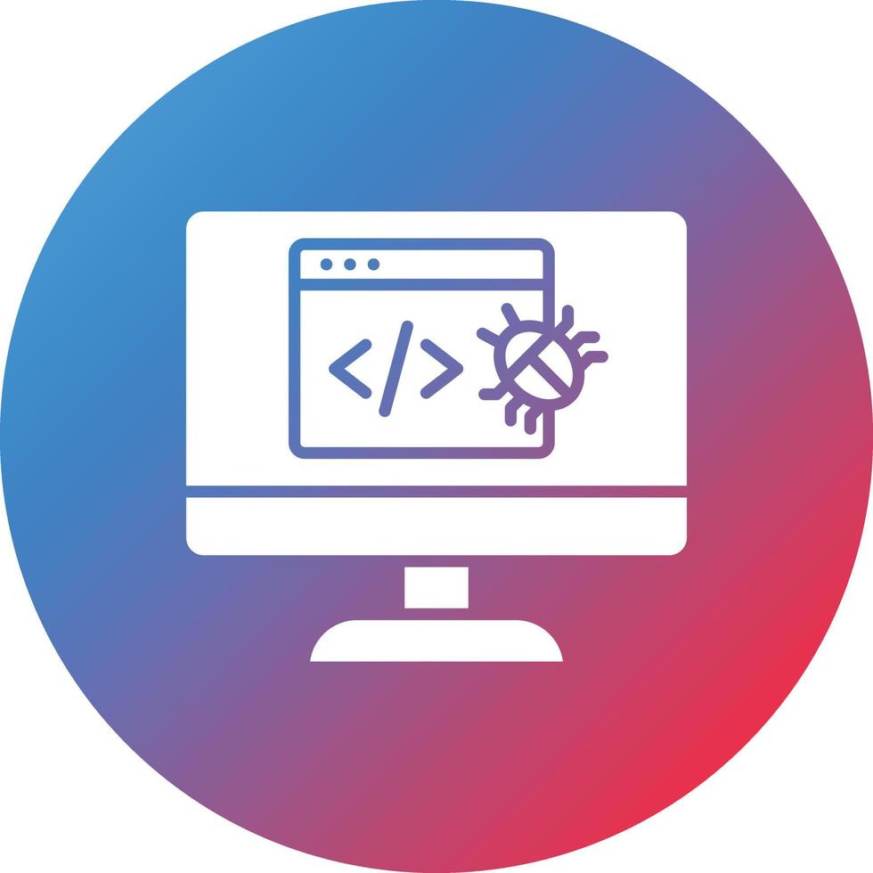 Website Bug Glyph Circle Gradient Background Icon vector