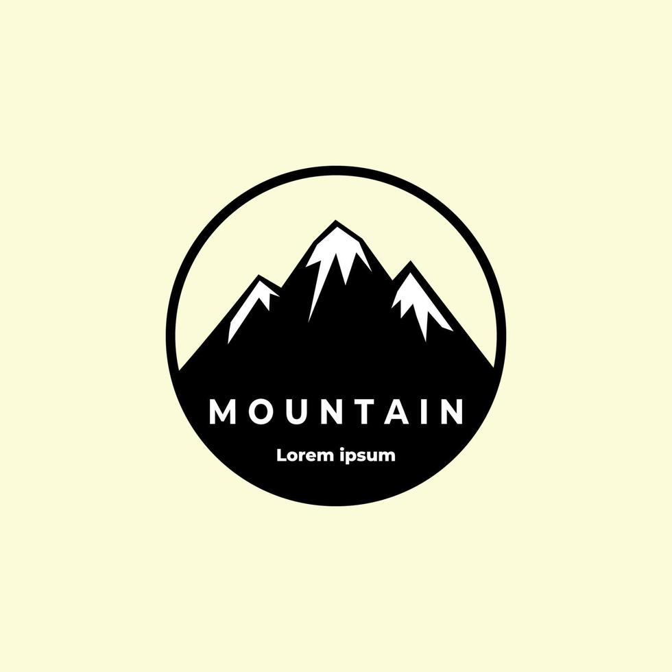 diseño de ilustración vintage de logotipo de insignia de montaña vector