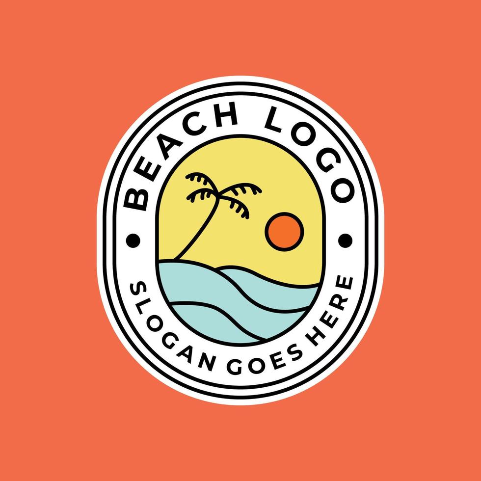 beach emblem logo vector palm tree graphic design