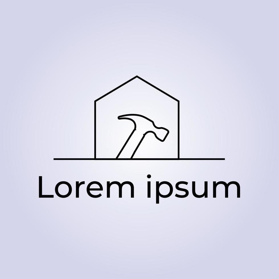 hammer logo line art icon vector design