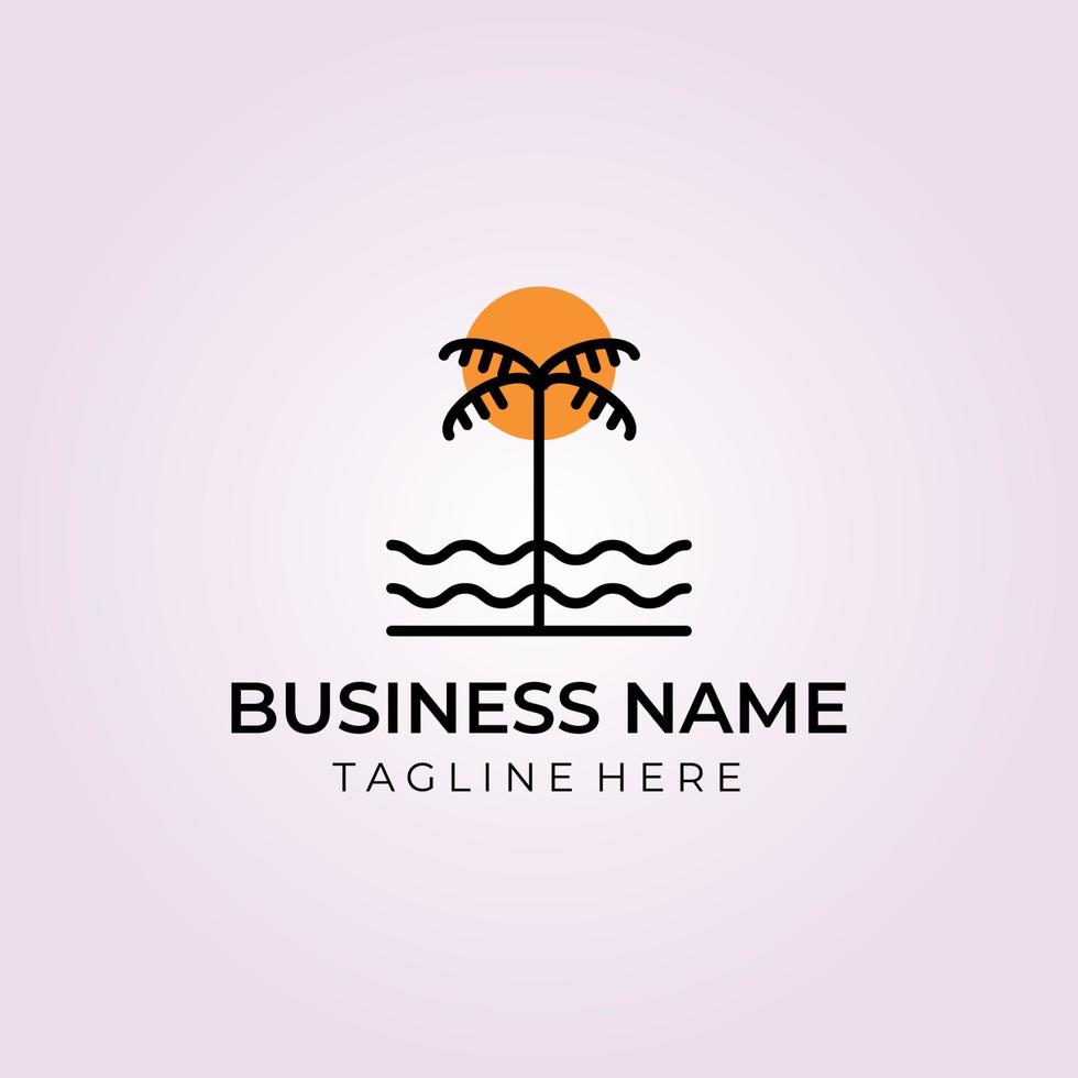 palm tree line art logo vector illustration