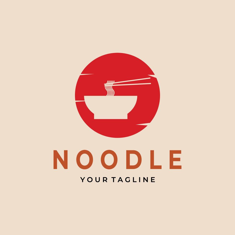 noodle simple vintage logo  vector  design in circle