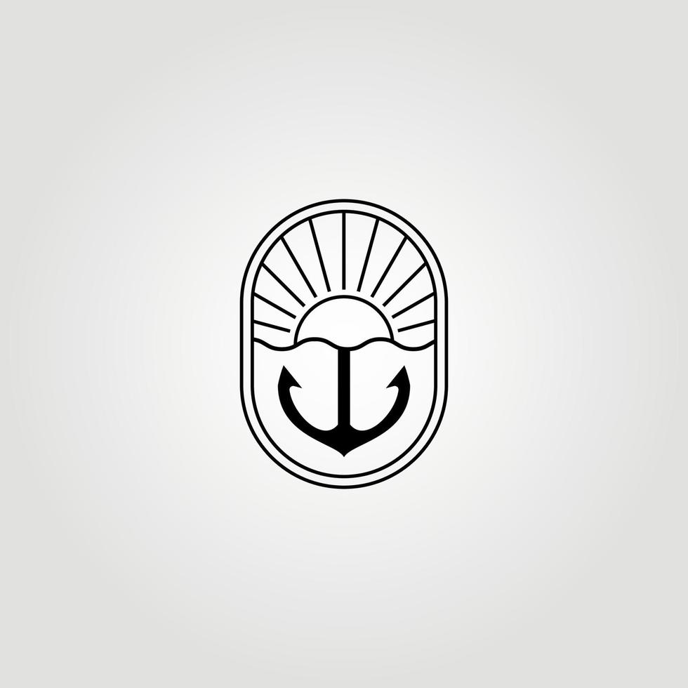 Emblem Line Art of Anchor Ship Logo Vector Design Illustration