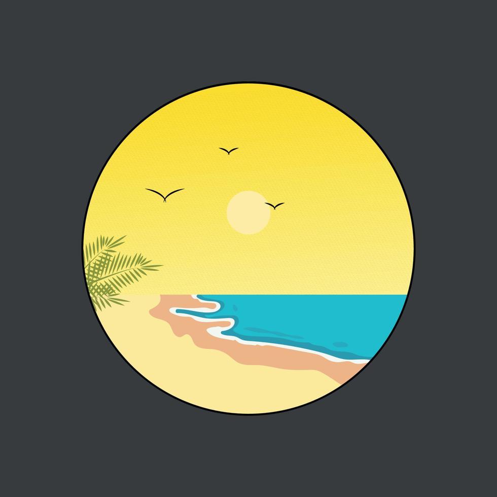 plantilla de diseño de ilustración de emblema de vector de diseño de logotipo de playa para vacaciones