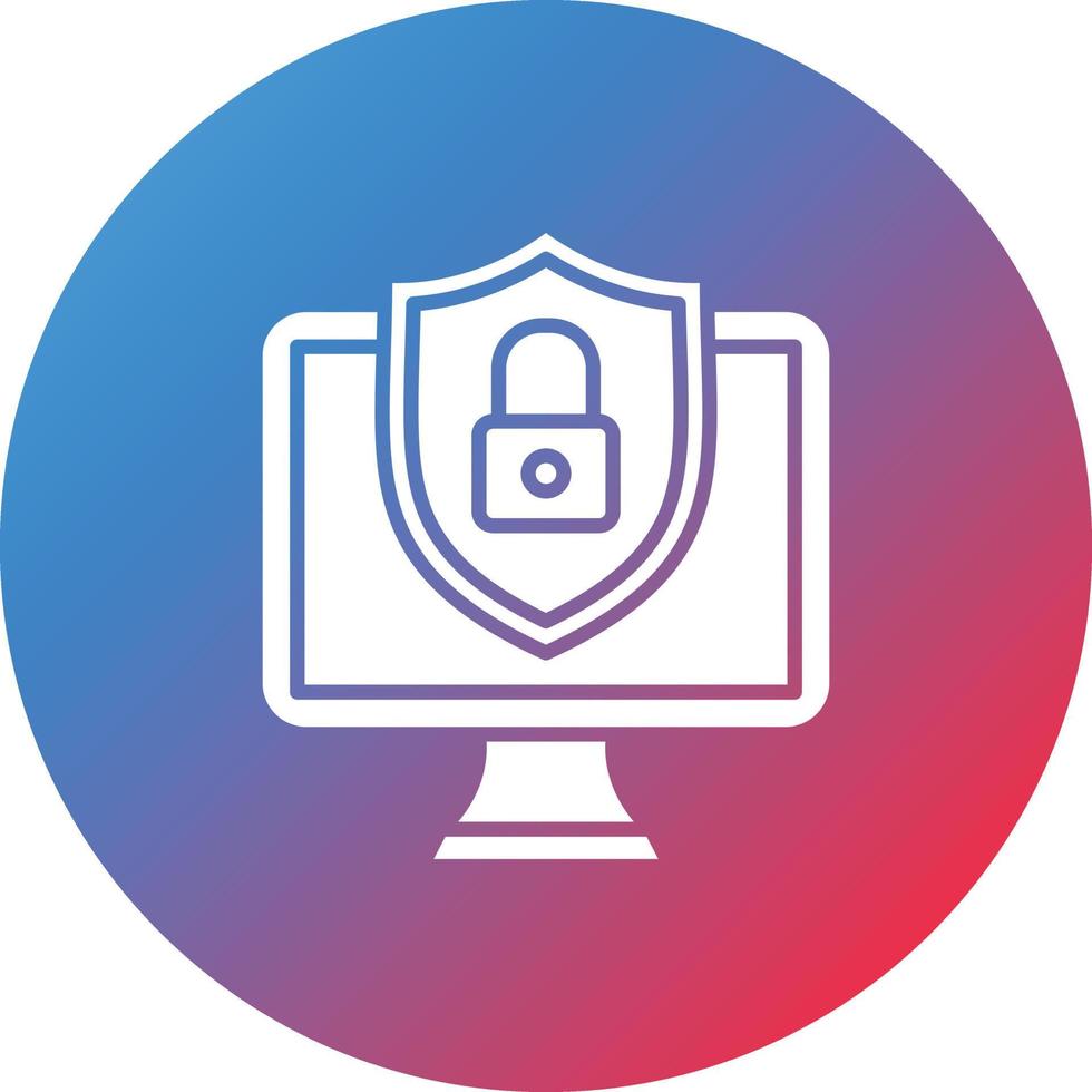 icono de fondo degradado de círculo de glifo de seguridad informática vector