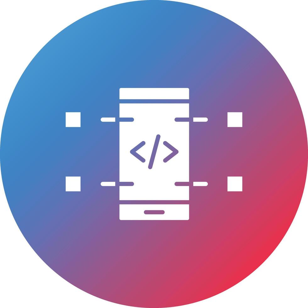 Mobile Coding Glyph Circle Gradient Background Icon vector