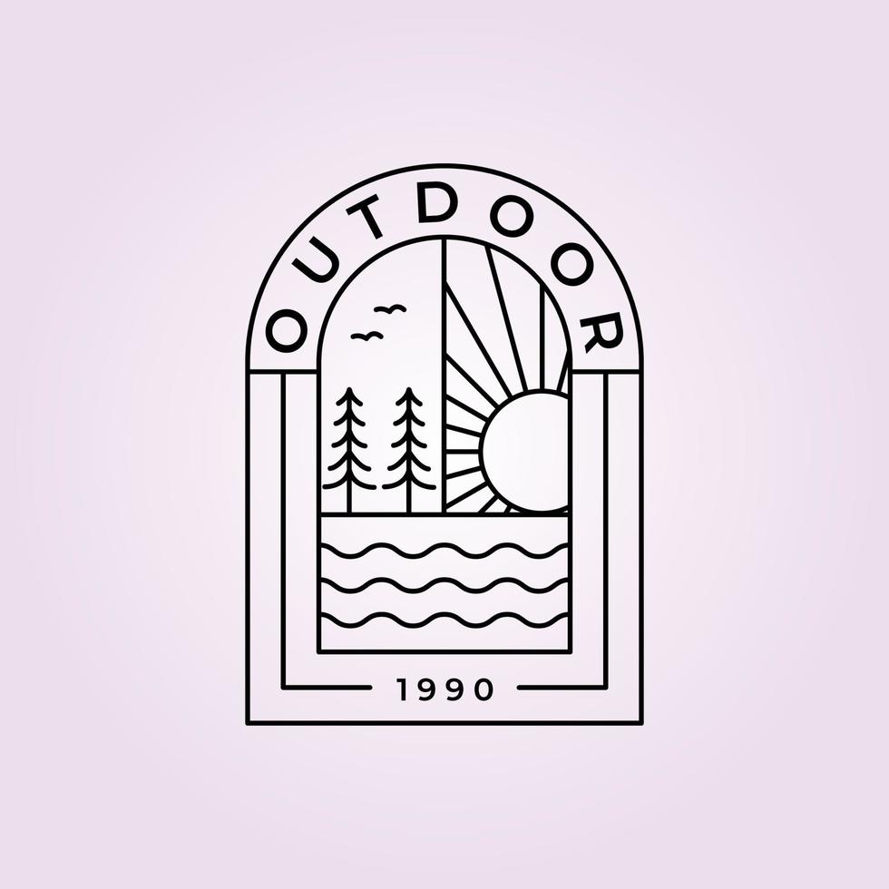 adventure outdoor emblem logo line art vector illustration design