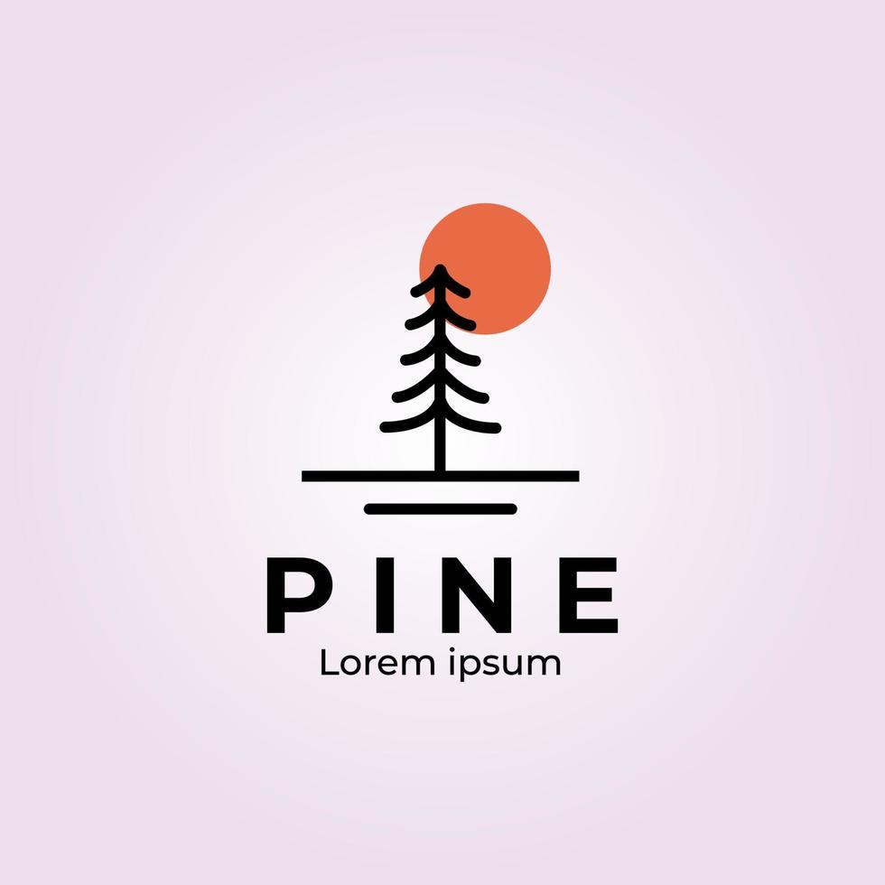 diseño minimalista del ejemplo del vector del arte de la línea del logotipo del pino