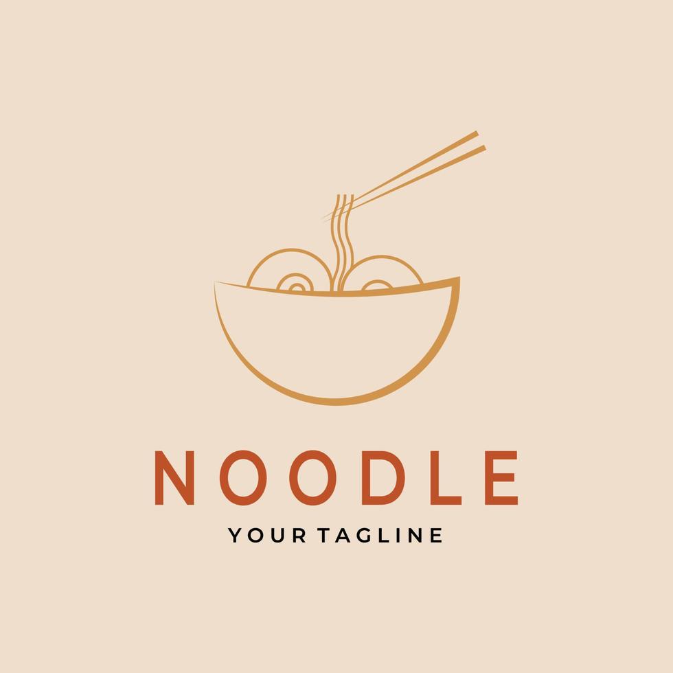 diseño de vector de arte de línea de logotipo simple de fideos