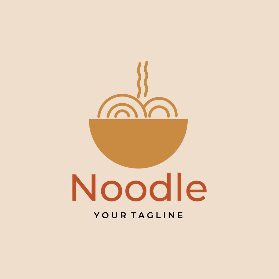 diseño de vector de arte de línea de logotipo simple de fideos en círculo