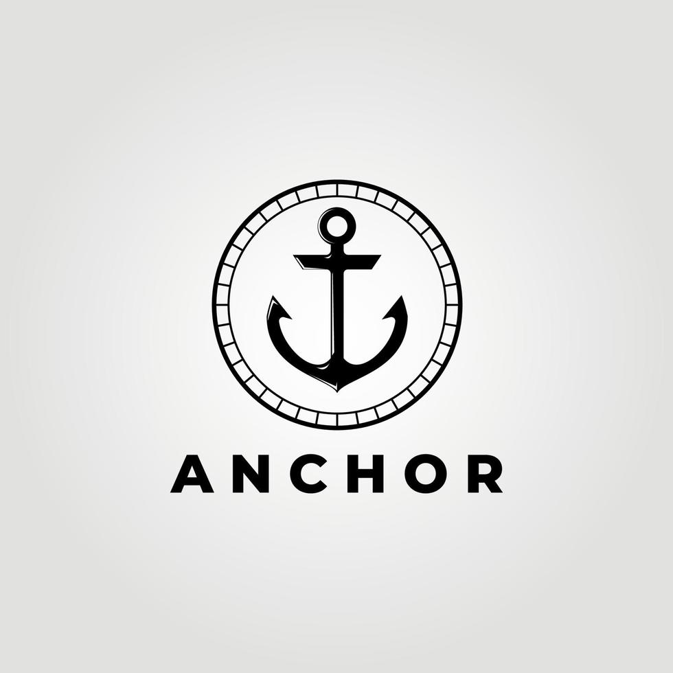 Emblem Anchor Ship Logo Vector Design Illustration
