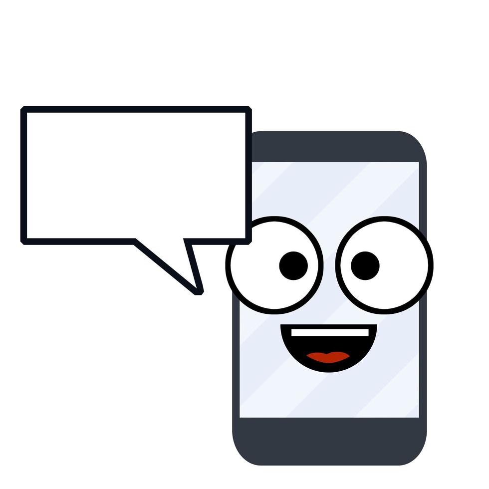 Cheerful mobile phone with smile on screen. Fun Gadget for communication vector