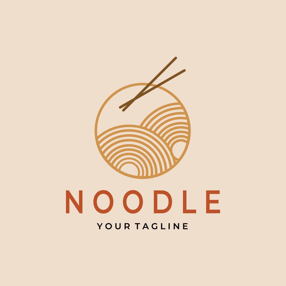 noodle simple logo line art vector  design  in circle