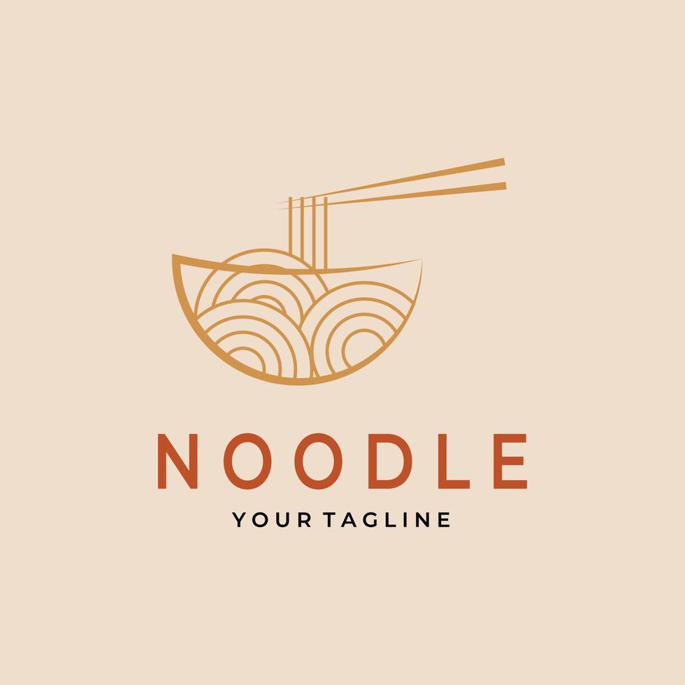 ilustración de diseño de vector de arte de línea de logotipo simple de fideos