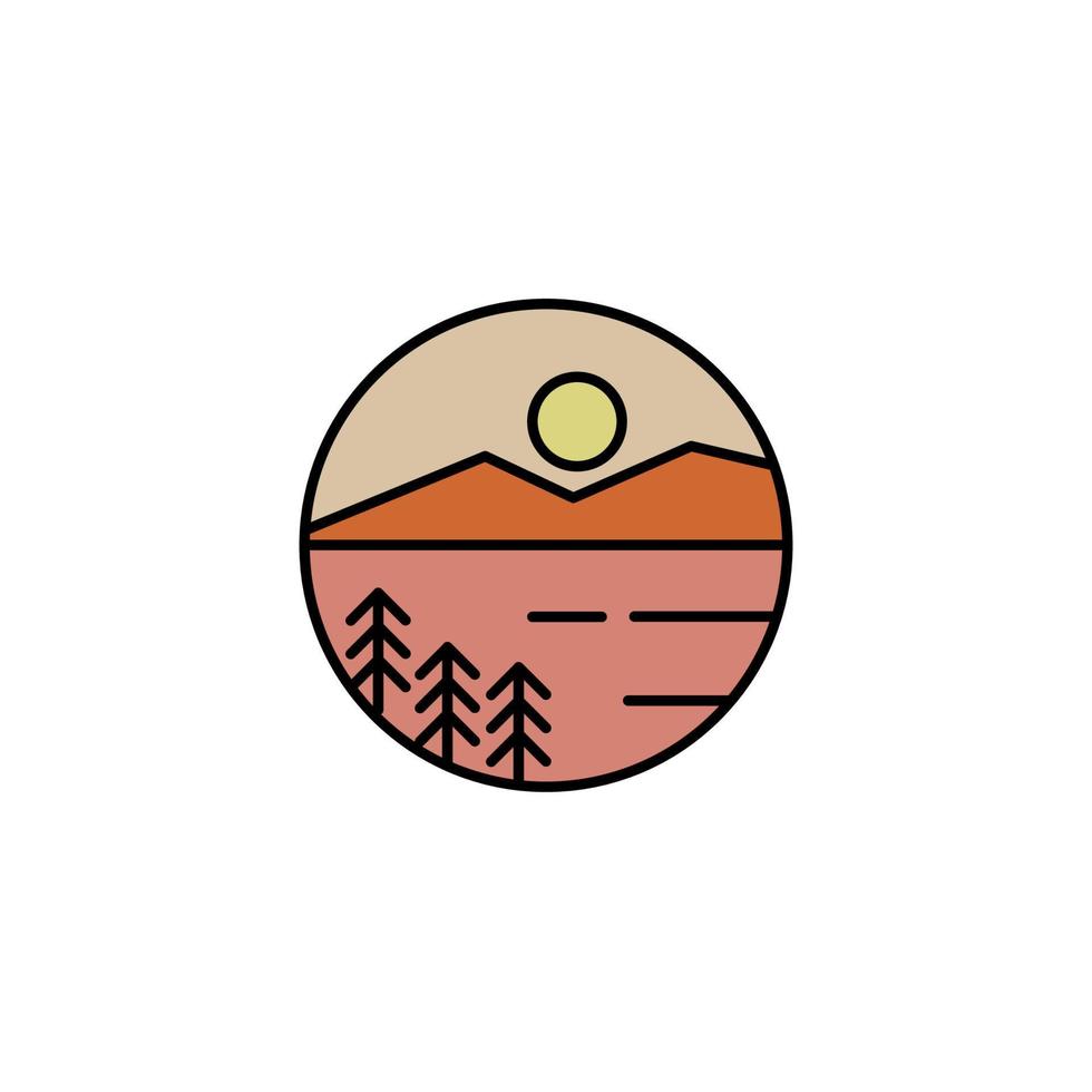 paisaje naturaleza logo vector insignia diseño