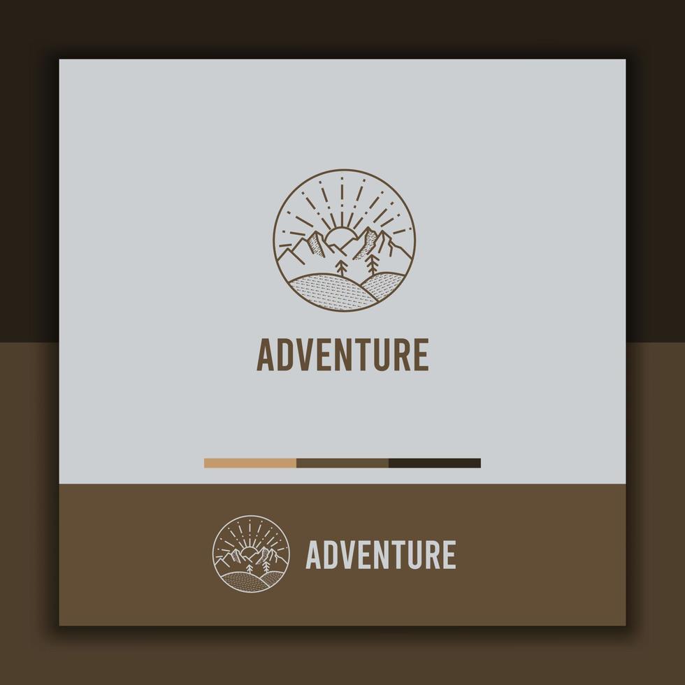 adventure logo design template, with a simple mountain icon vector