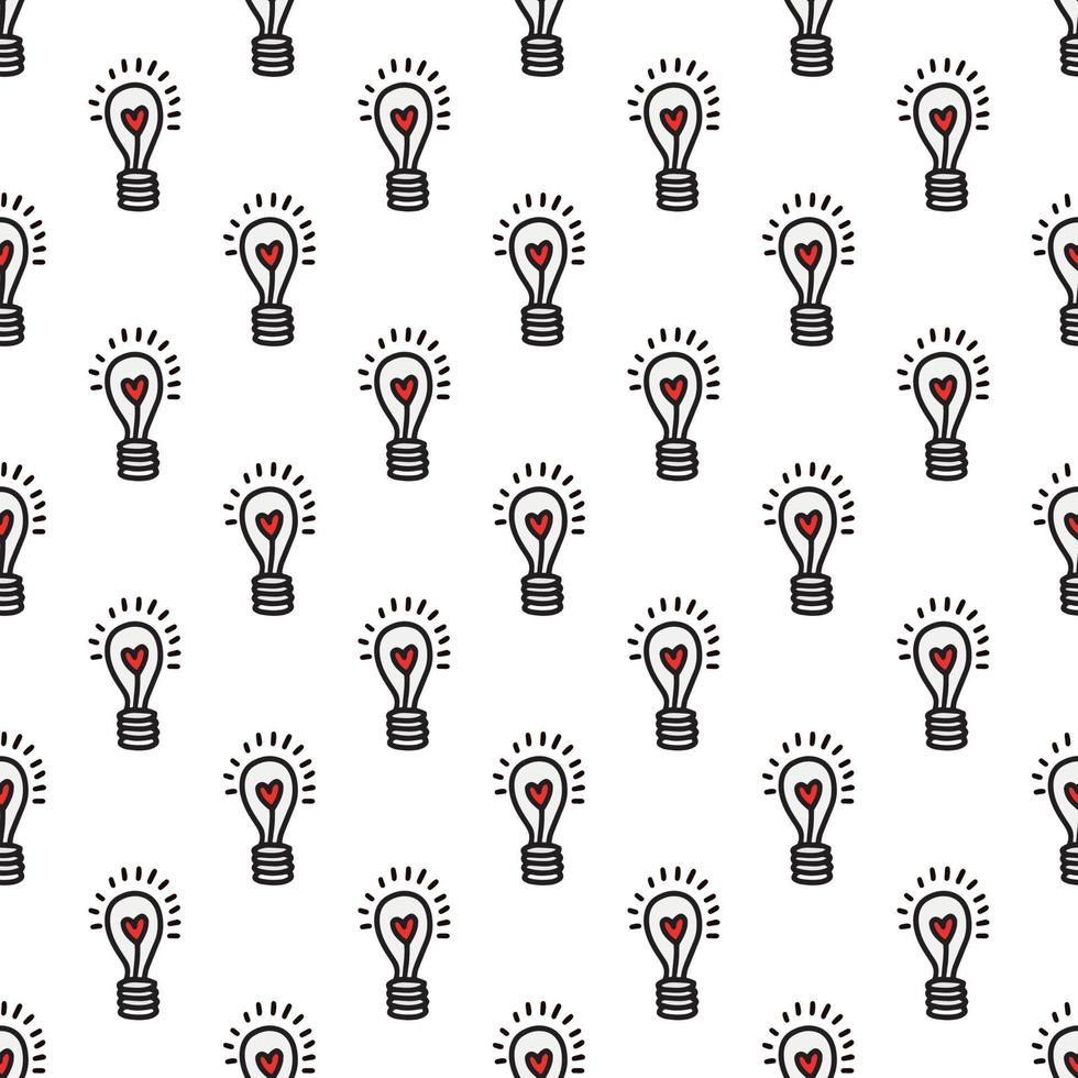 Seamless pattern with light bulbs with a heart vector