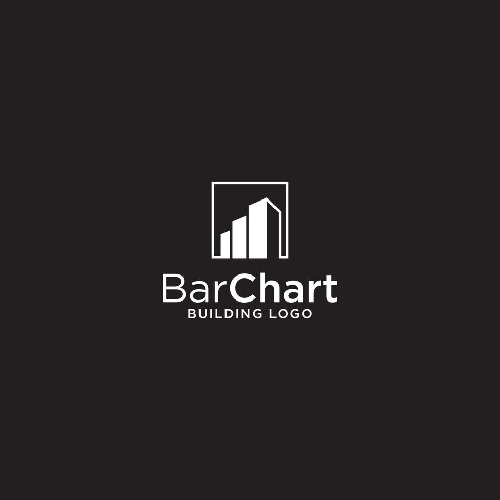 BAR DIAGRAM AND M LETTER BUILDING LOGO vector