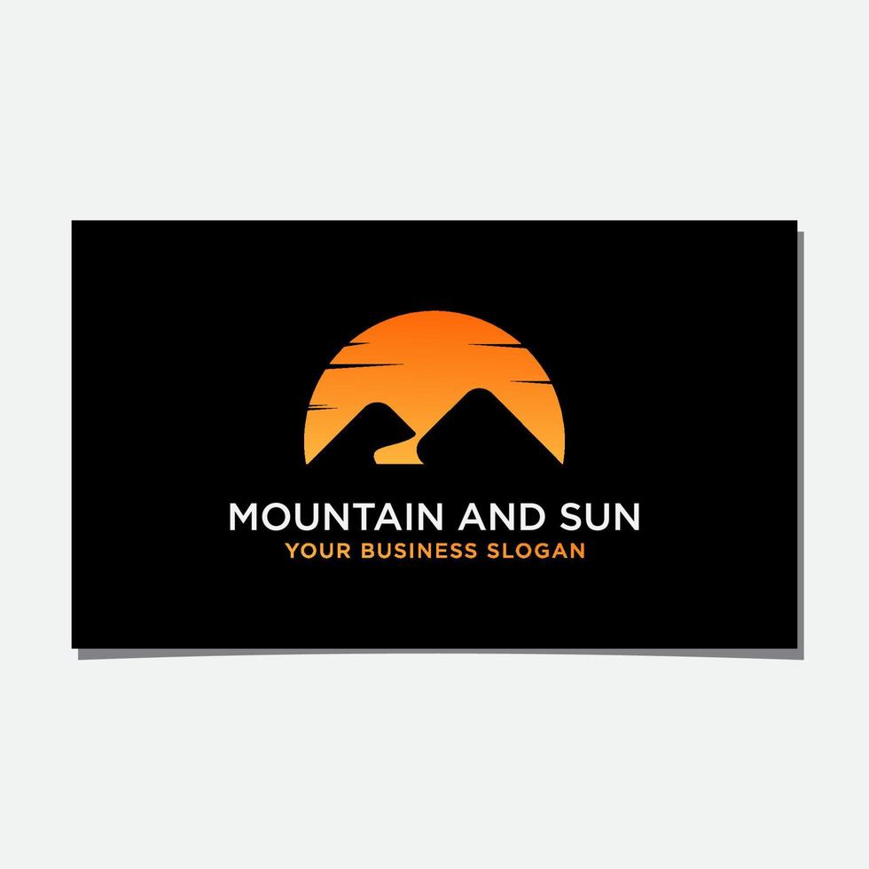 SUN AND MOUNTAIN NEGATIVE SPACE LOGO vector