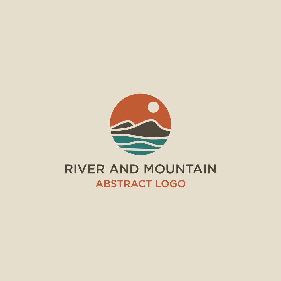 logotipo abstracto de río y montaña vector