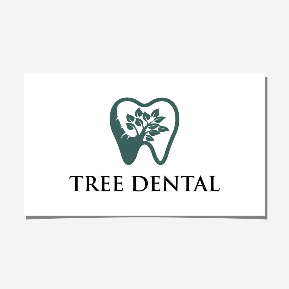 TREE AND TOOTH LOGO DESIGN VECTOR